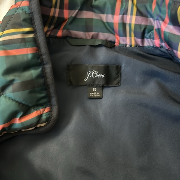 J. Crew Navy Plaid Puffer Vest Medium - Picture 3 of 4